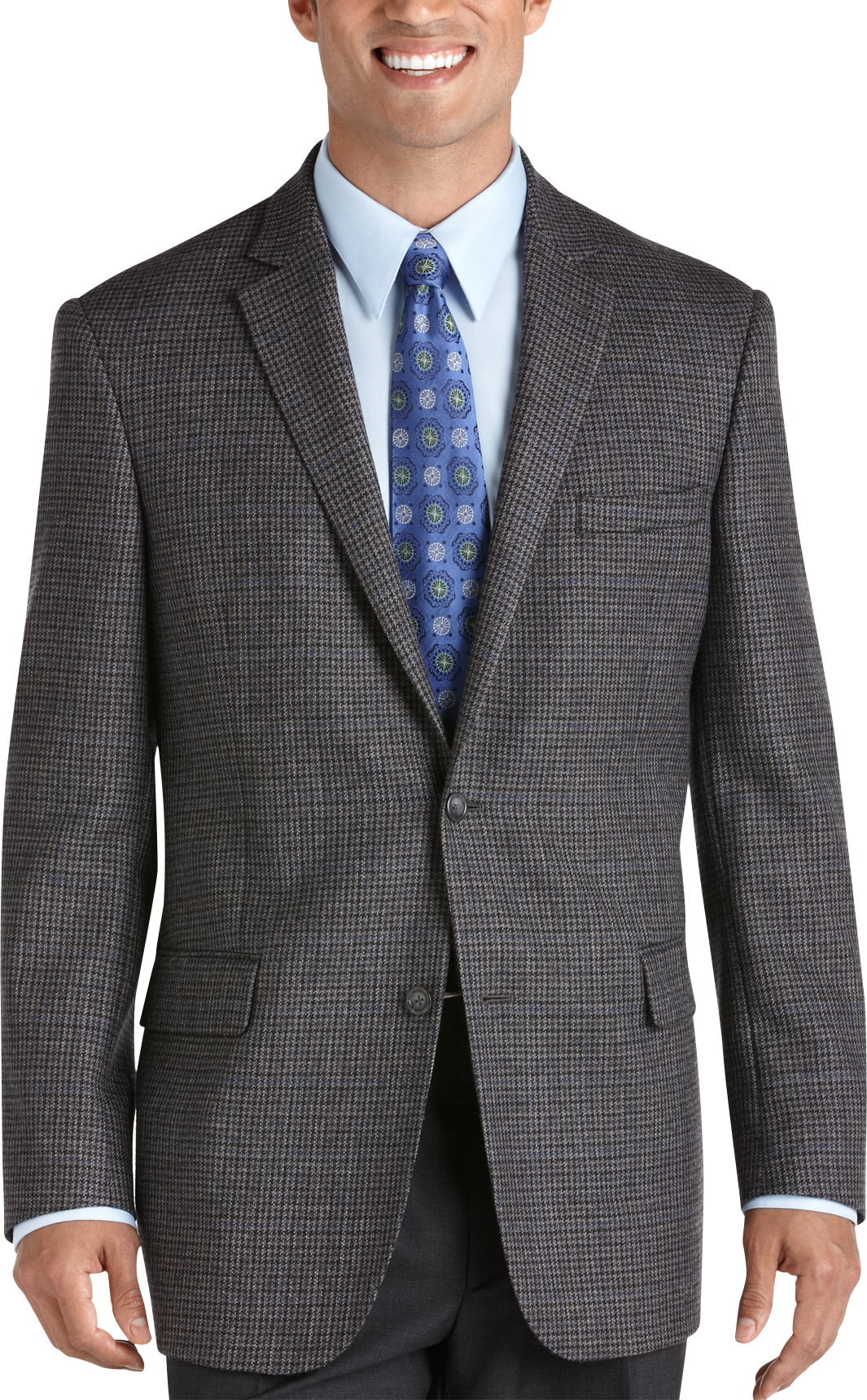 Pronto Uomo Platinum Portly Sport Coat, Gray Check