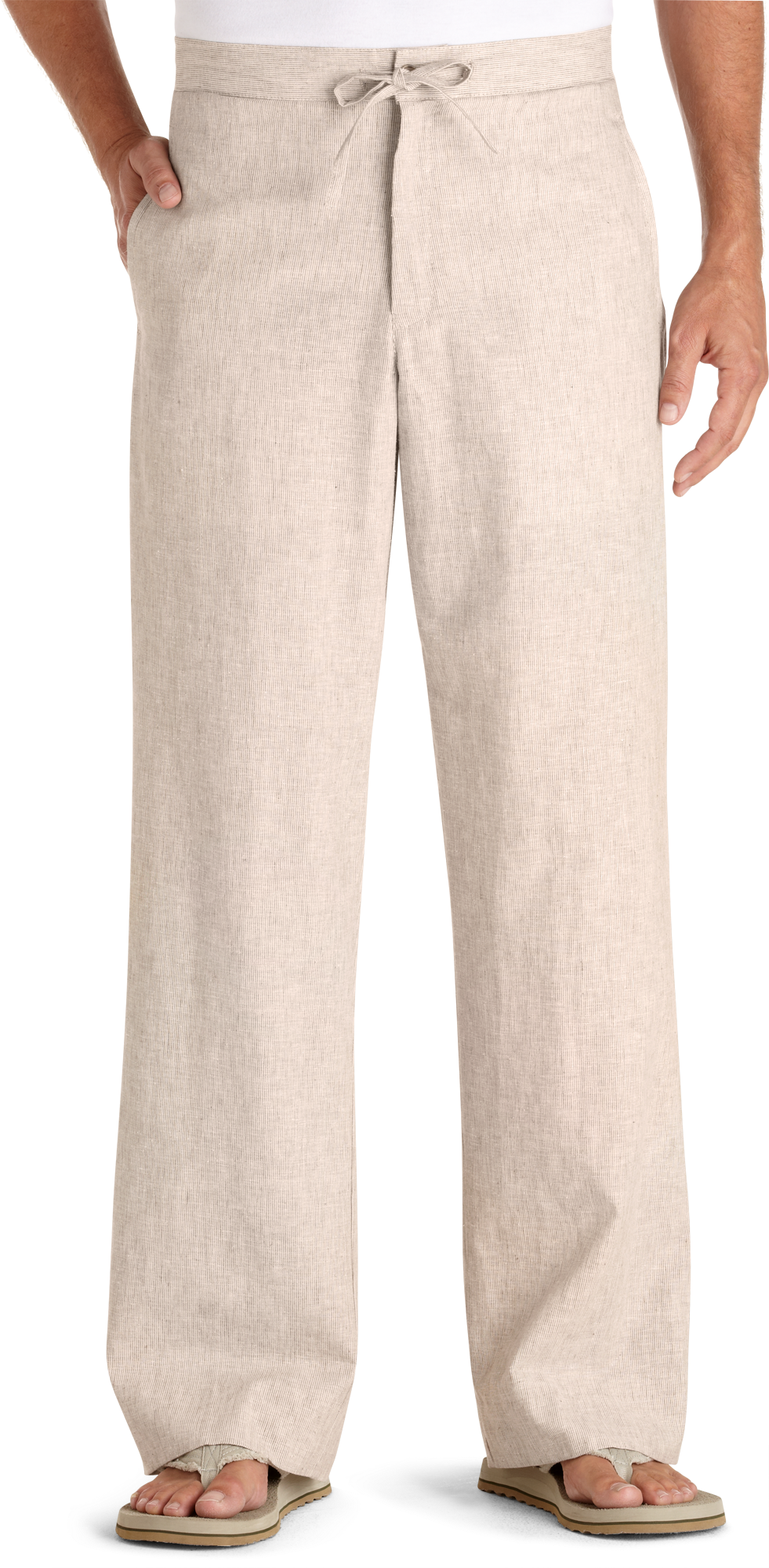 Joseph & Feiss Tan Linen-Blend Drawstring Pants