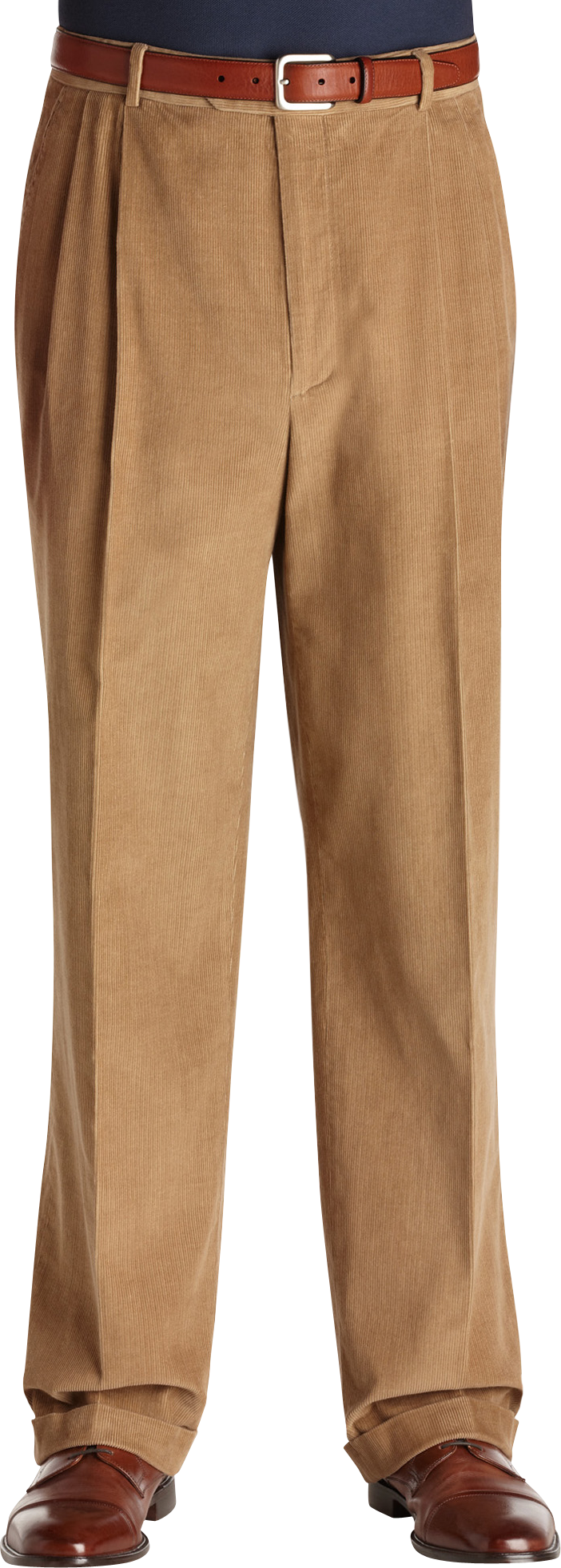 Pronto Blue Corduroy Cotton Slacks, Tan