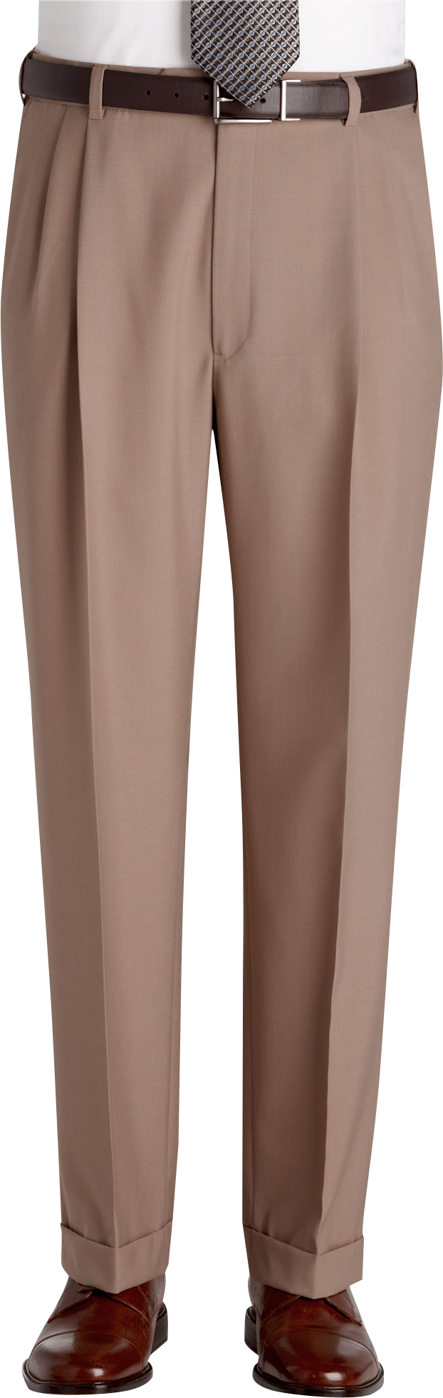 Austin Reed Tan Pleated Long Rise Slacks