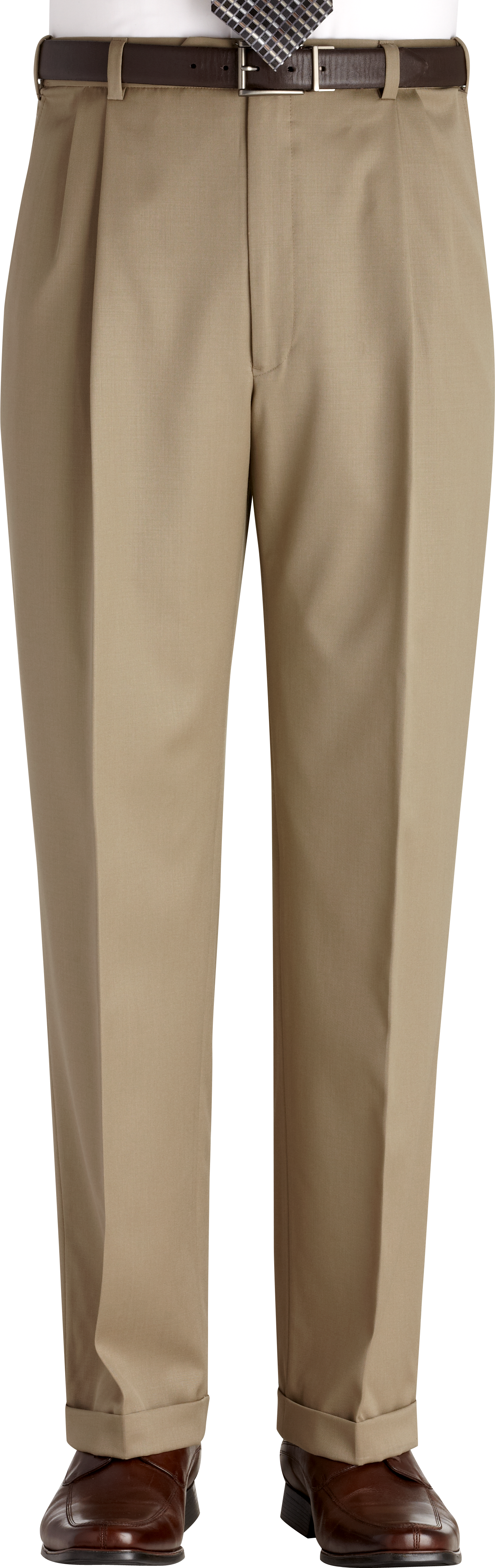 Austin Reed Tan Pleated Long Rise Slacks