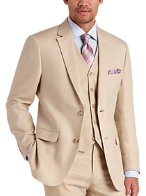Pronto Uomo Platinum Modern Fit Linen Suit Separates Coat Tan