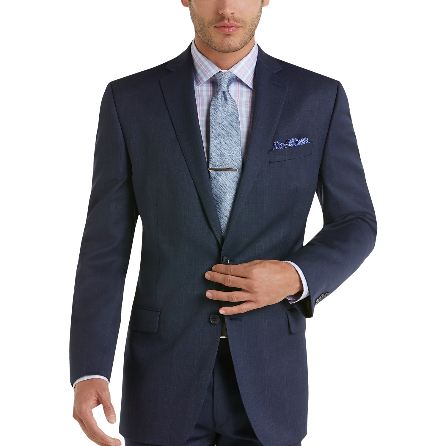 Calvin Klein Blue Plaid Slim Fit Suit - Men's Slim Fit | Men's