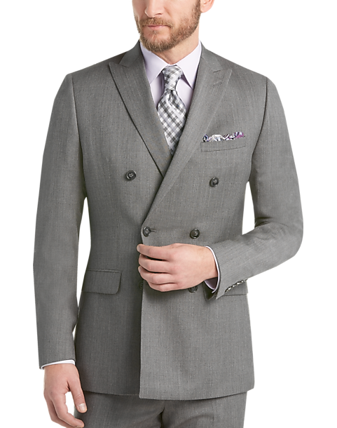 Calvin Klein Gray Double Breasted Extreme Slim Fit Suit - Men's