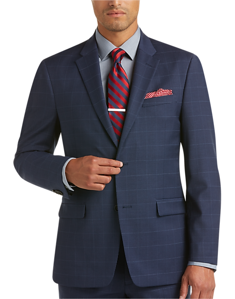 Tommy Hilfiger Blue Plaid Slim Fit Suit - Men's Slim Fit | Men's