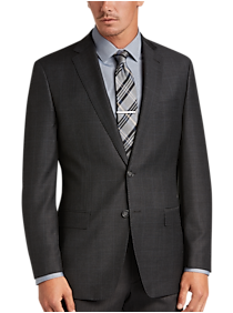 Calvin Klein Charcoal Plaid Slim Fit Suit