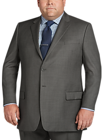 Pronto Uomo Gray Sharkskin Suit Portly