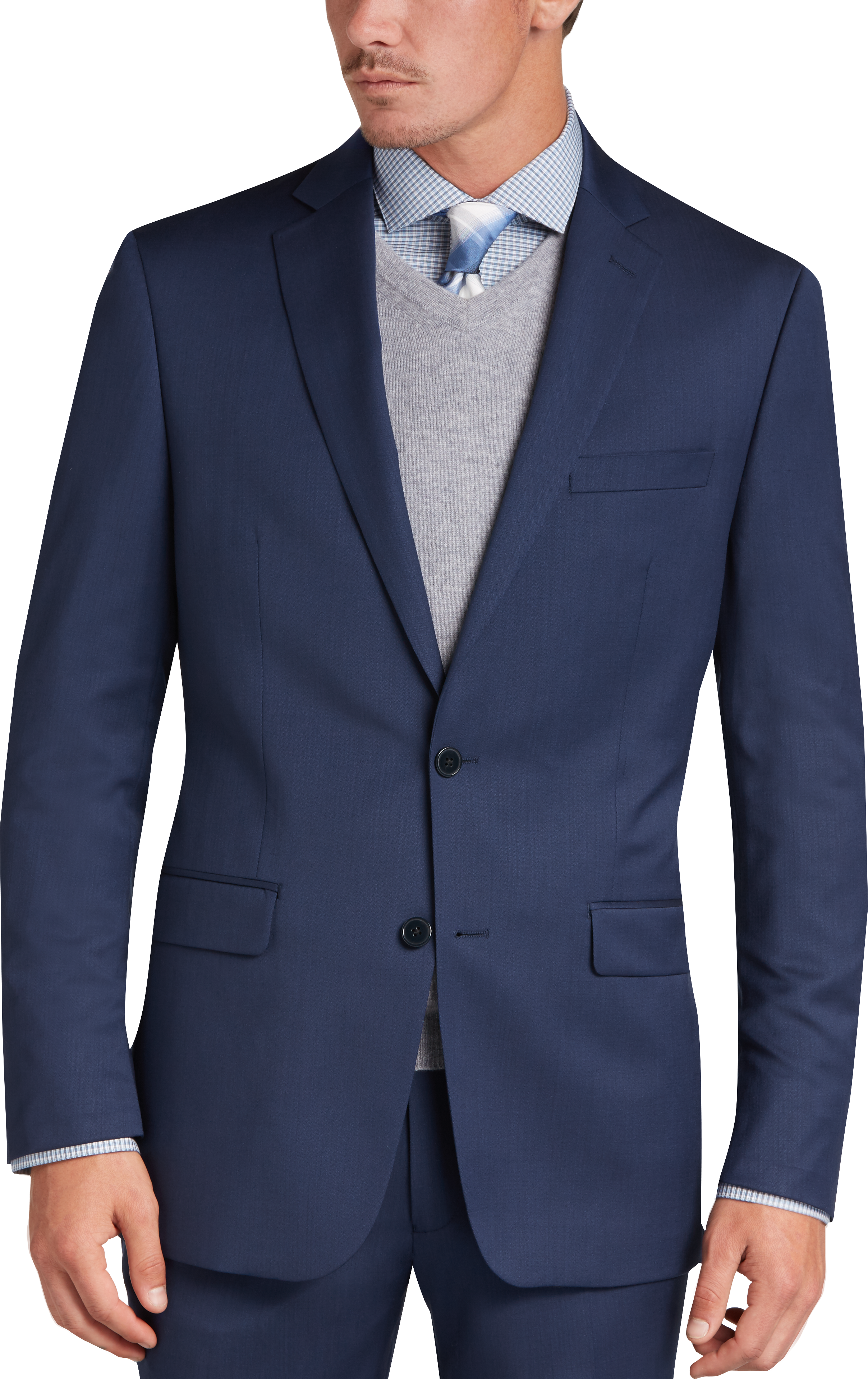 calvin klein blue suit men's wearhouse