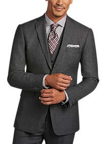 Calvin Klein Gray Plaid Extreme Slim Fit Vested Suit