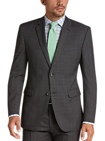 Perry Ellis Portfolio Charcoal Windowpane Slim Fit Suit