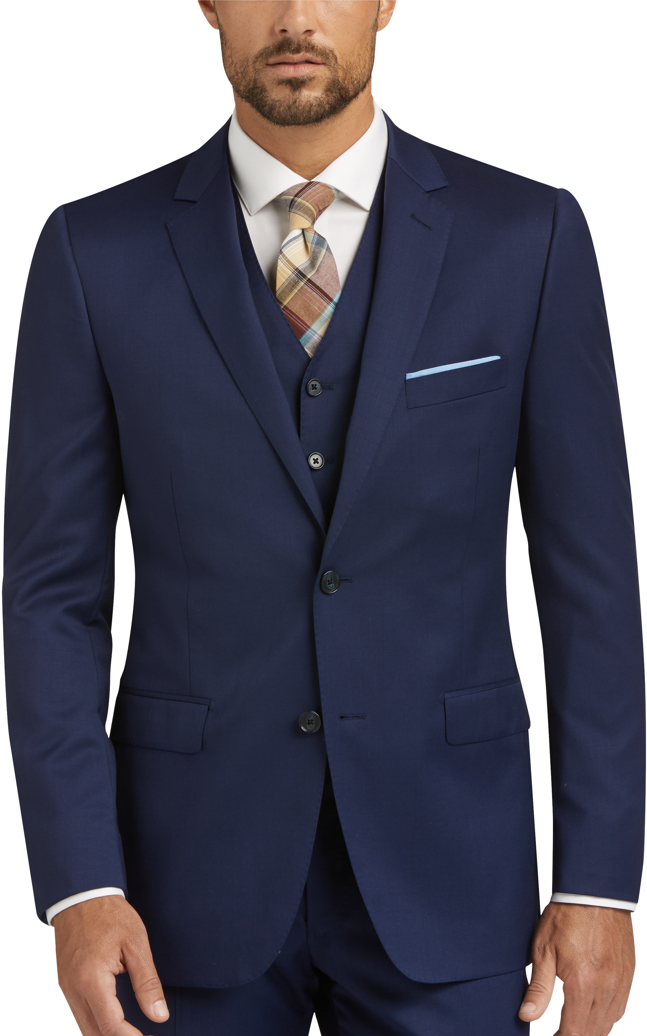 calvin klein blue suit men's wearhouse