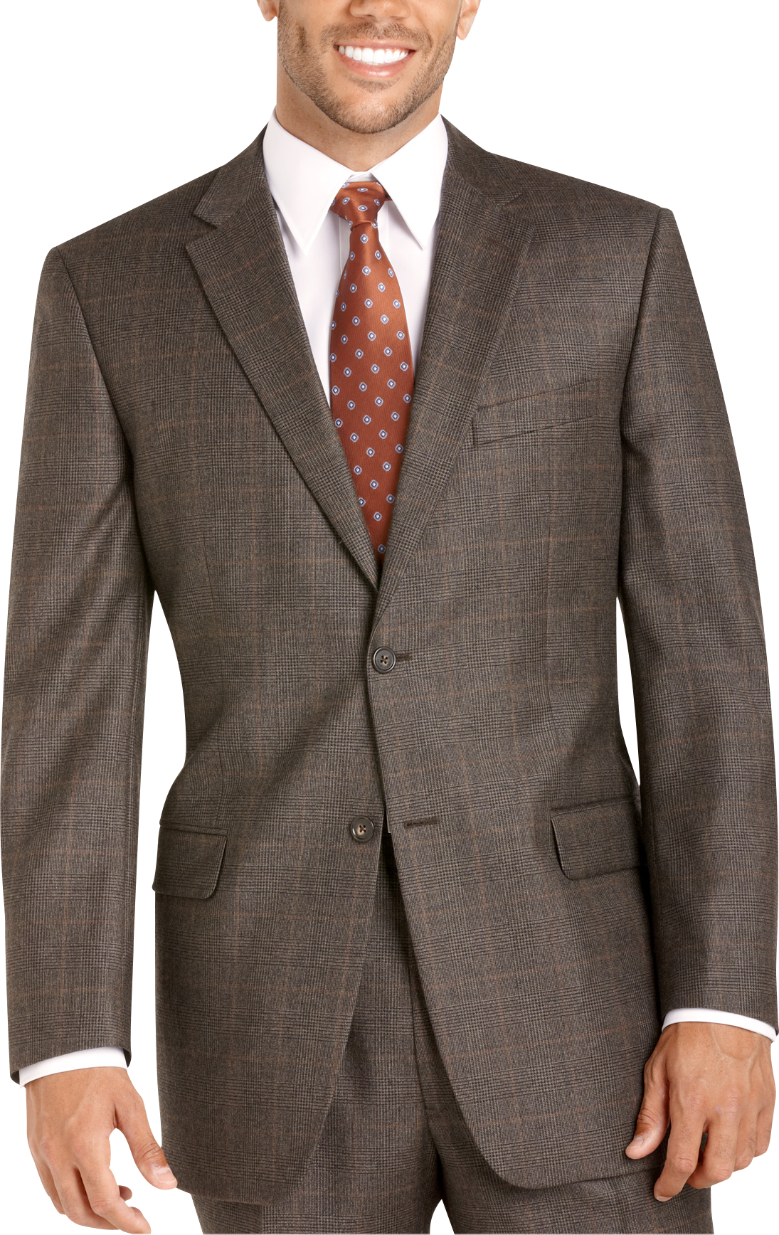 Tommy Hilfiger Brown Plaid Suit