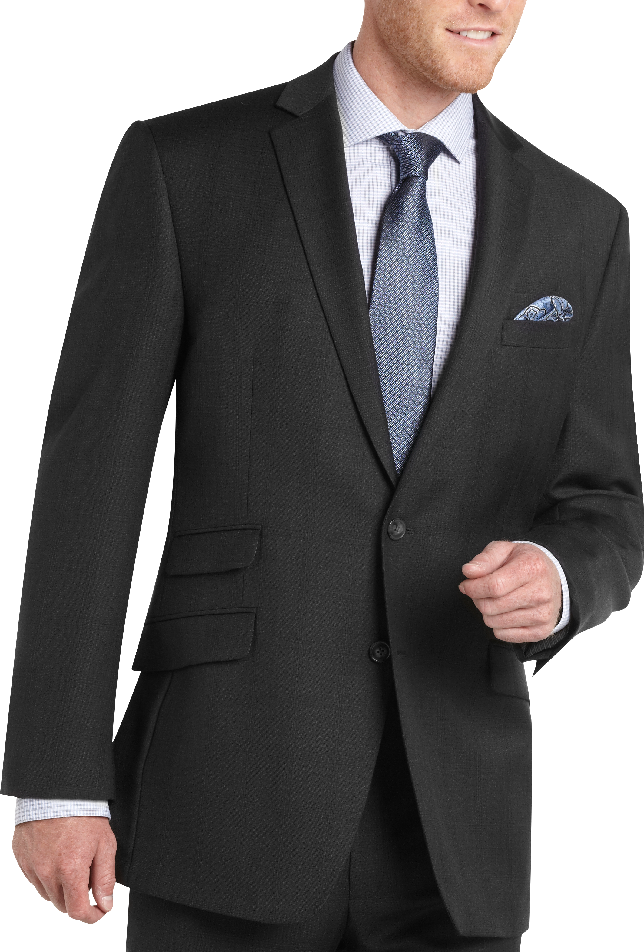 Calvin Klein Charcoal Windowpane Plaid Slim Fit Suit