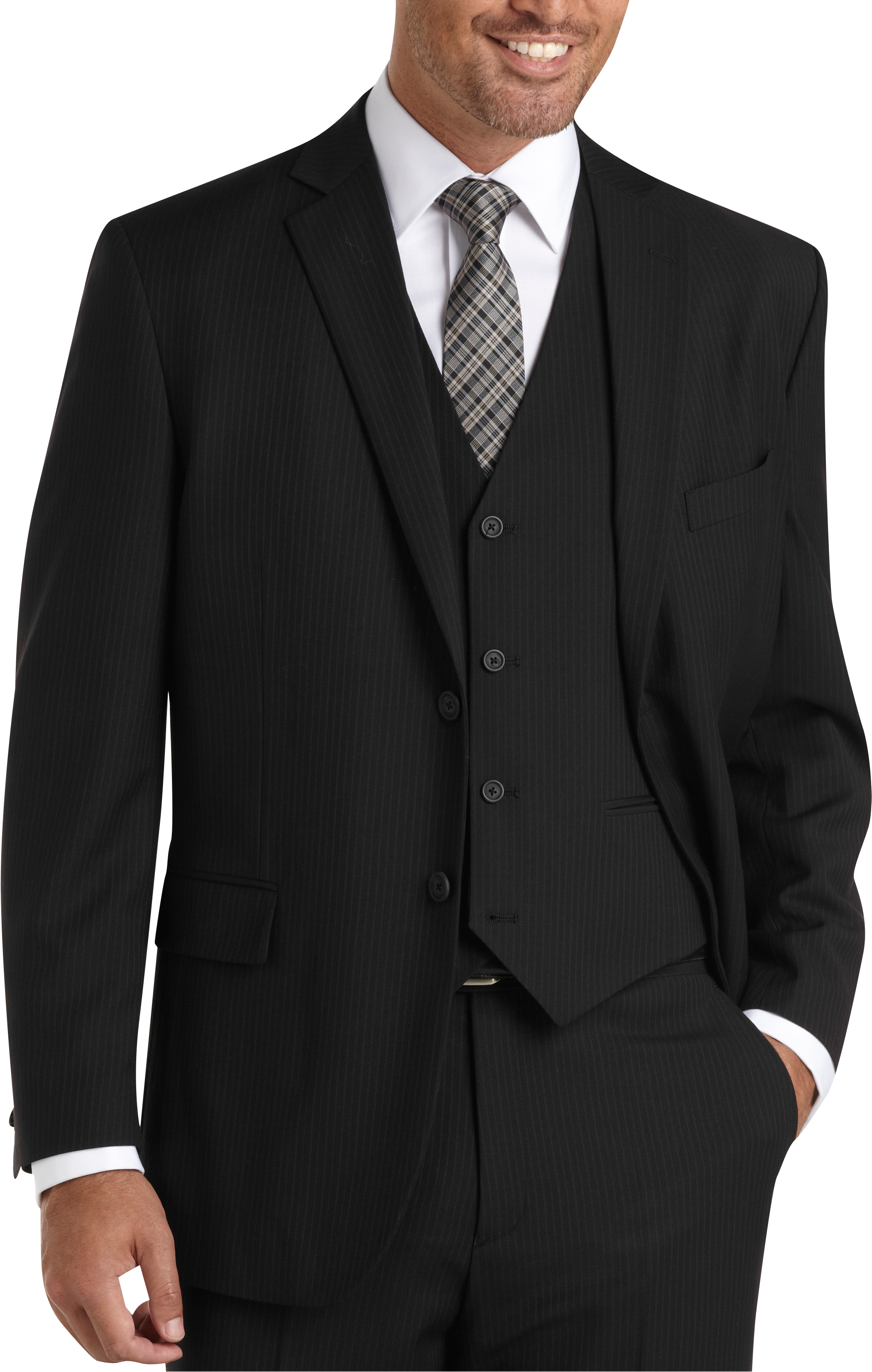 Wilke Rodriguez Black Stripe Vested Modern Fit Suit