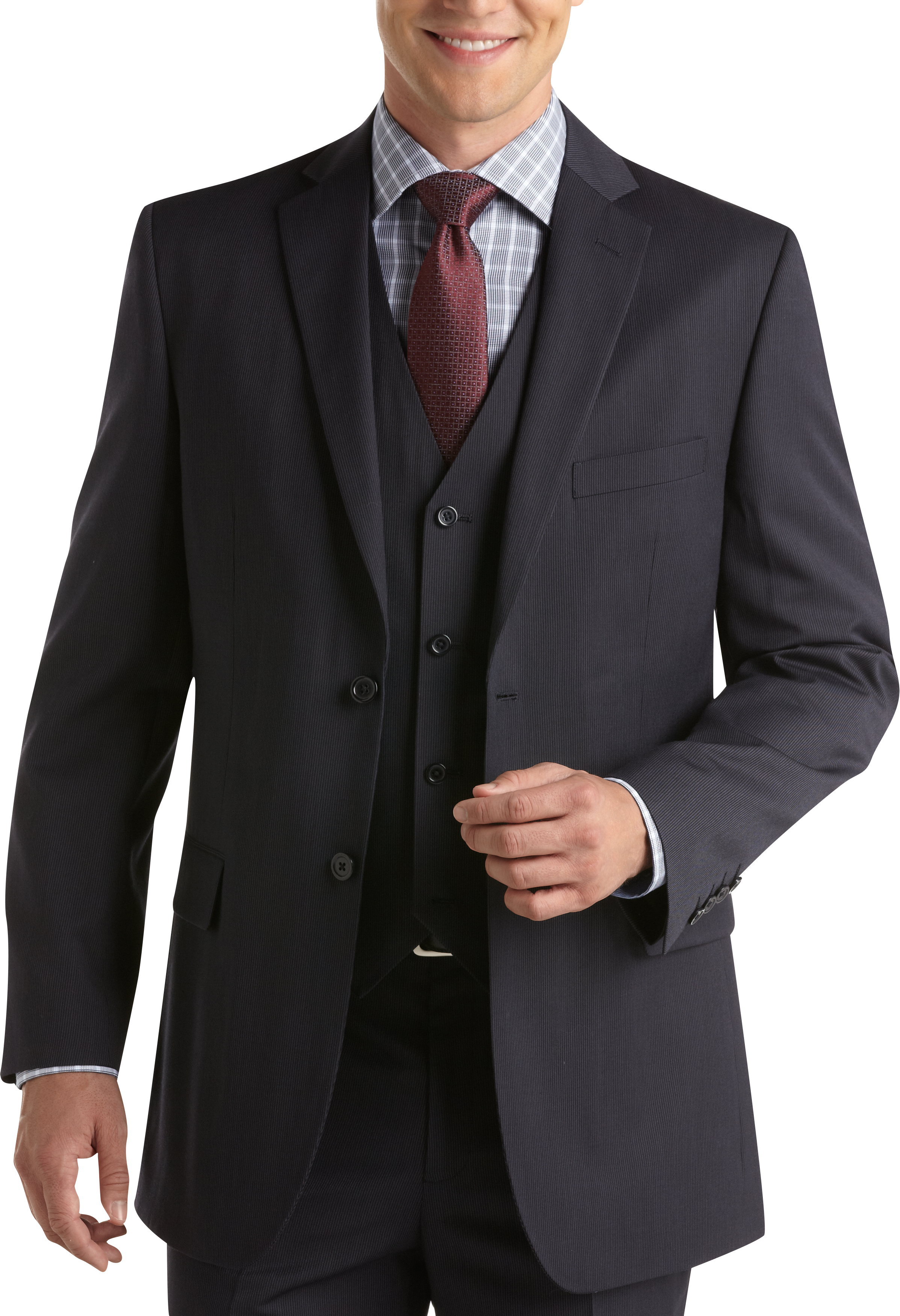 Wilke Rodriguez Navy Stripe Vested Modern Fit Suit