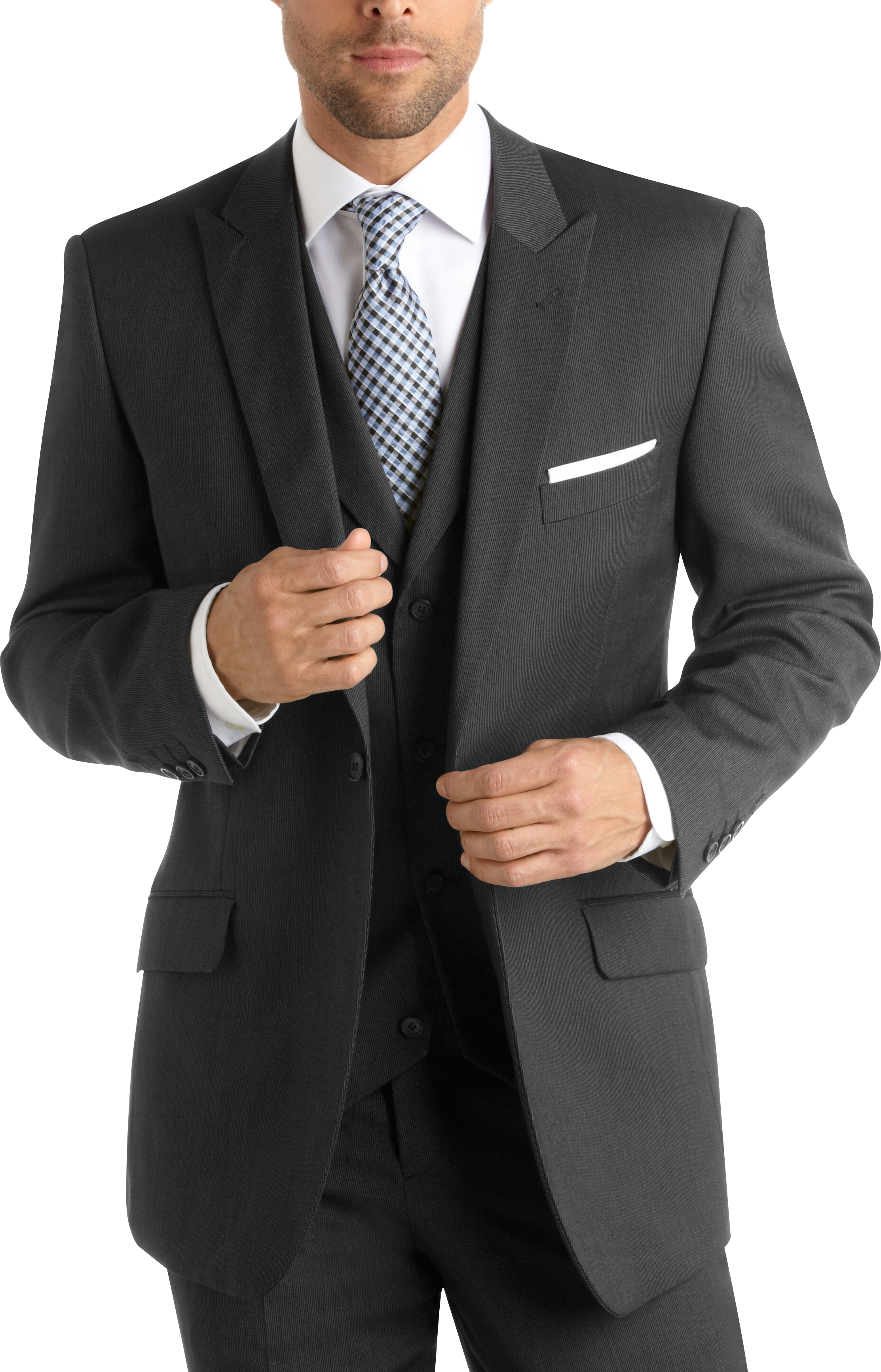 English Laundry Charcoal Stripe Vested Suit
