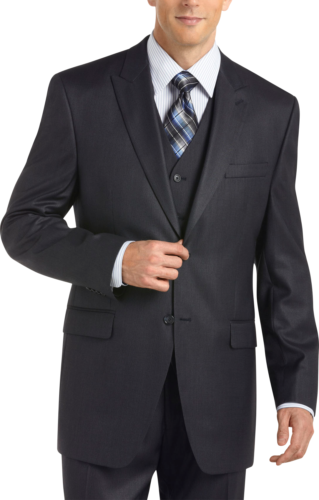 Sean John Navy Rib Vested Suit