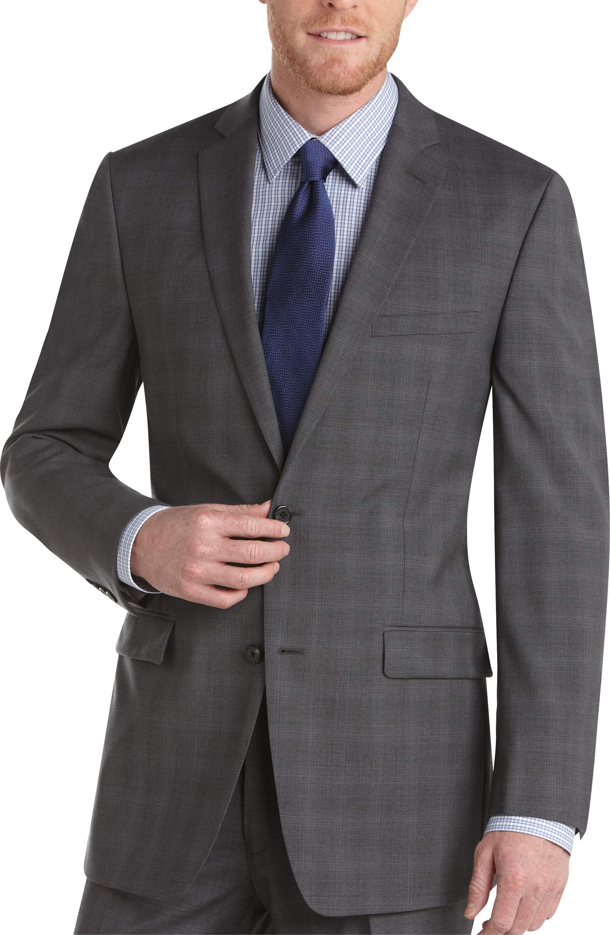 Joseph Abboud Gray Plaid Slim Fit Suit