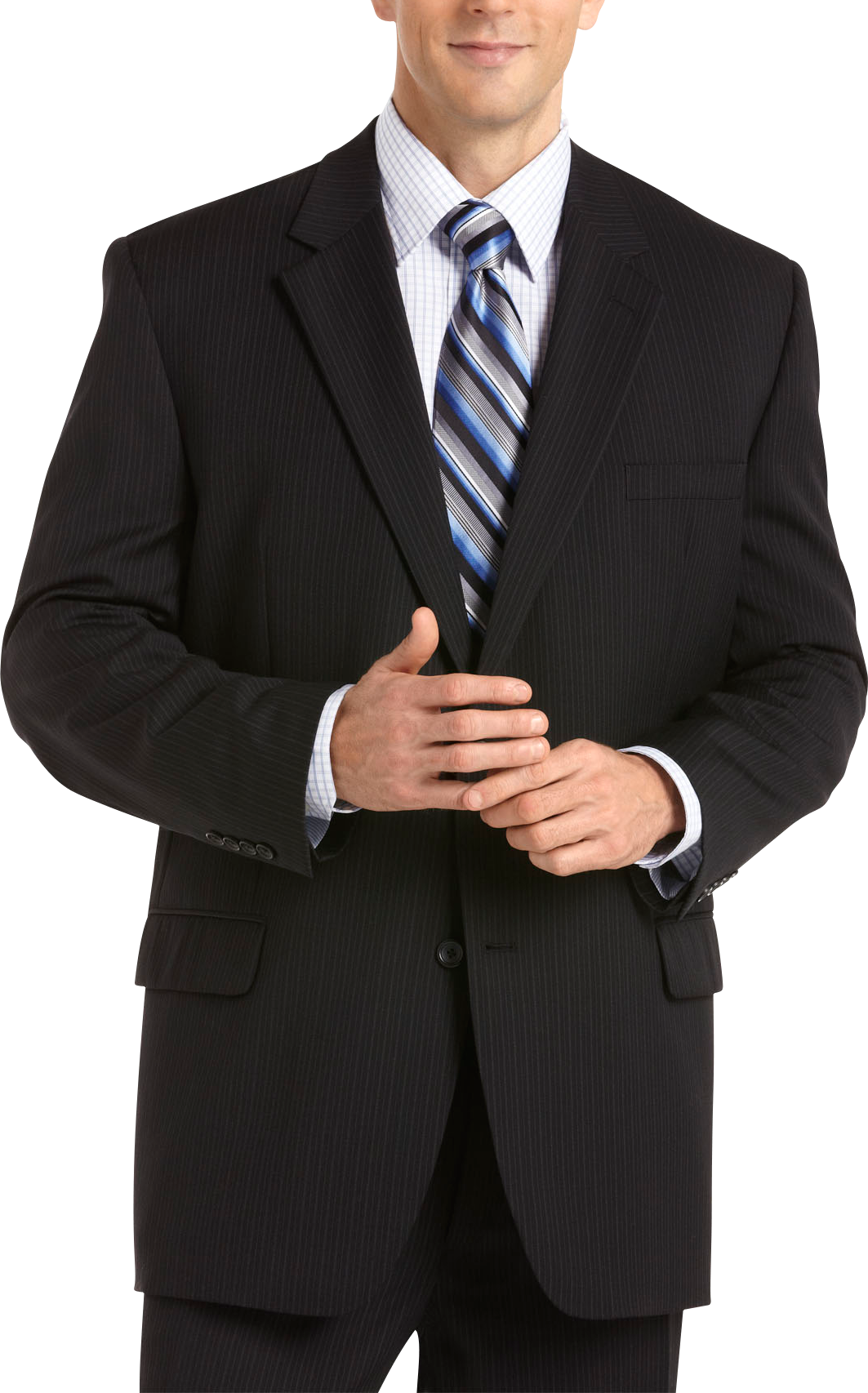 Joseph & Feiss Black Multistripe Portly Fit Suit