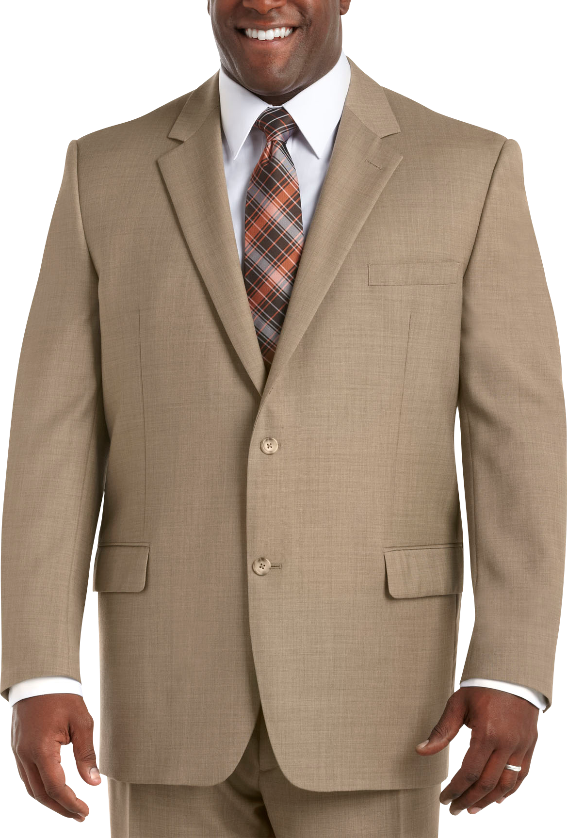 Joseph & Feiss Tan Sharkskin Portly-Fit Suit