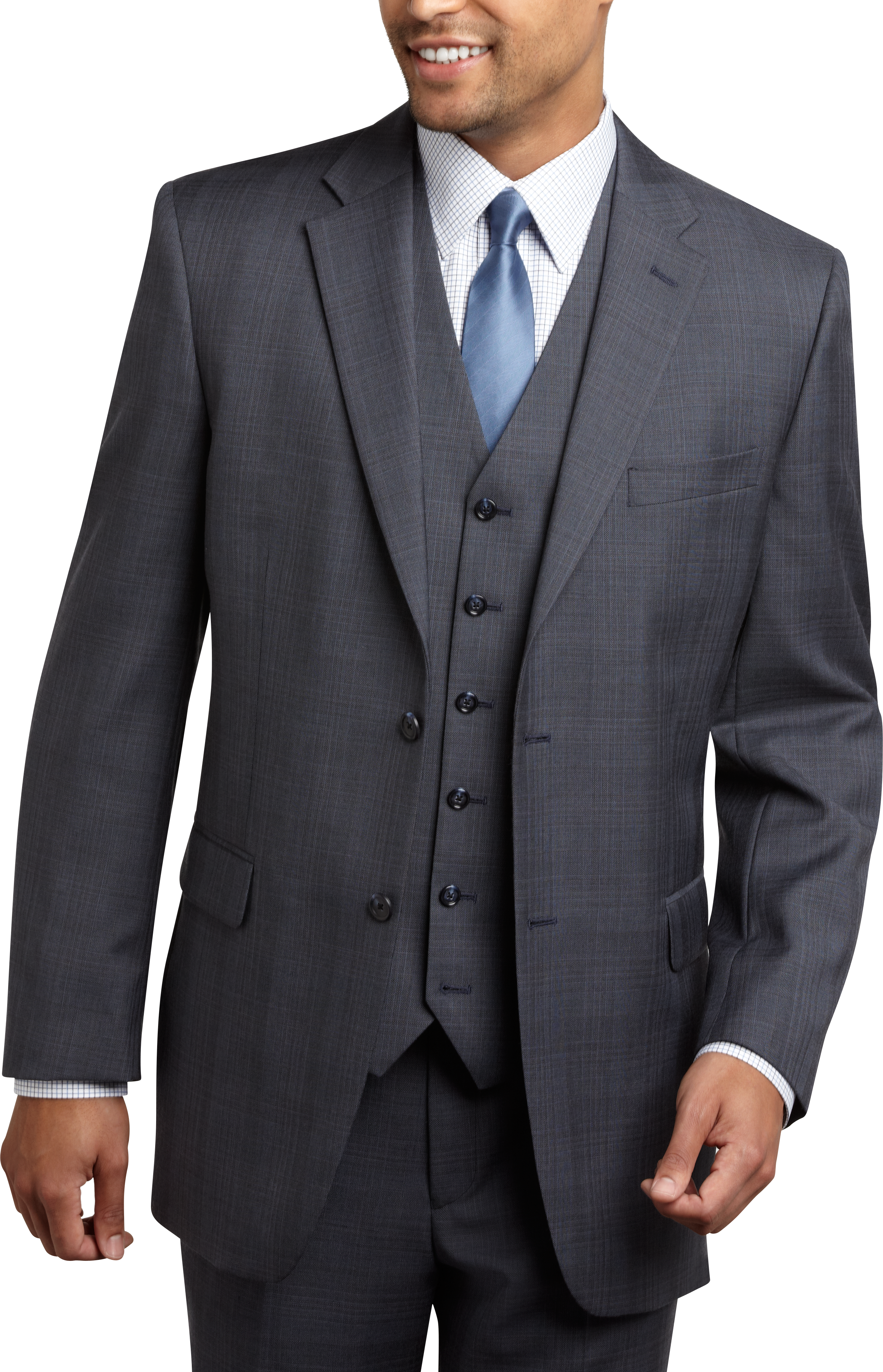 Jones New York Navy Plaid Vested Suit