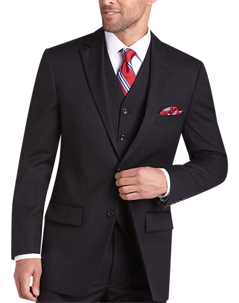 Pronto Uomo Platinum Suit Separates Coat, Black Pinstripe - Men's Suit