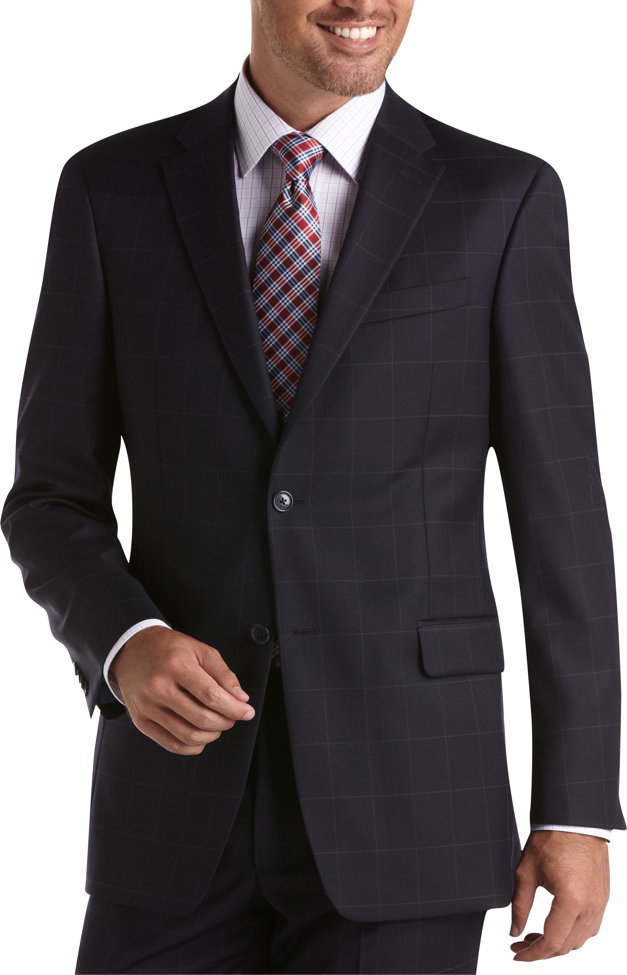 Tommy Hilfiger Navy Windowpane Modern Fit Suit