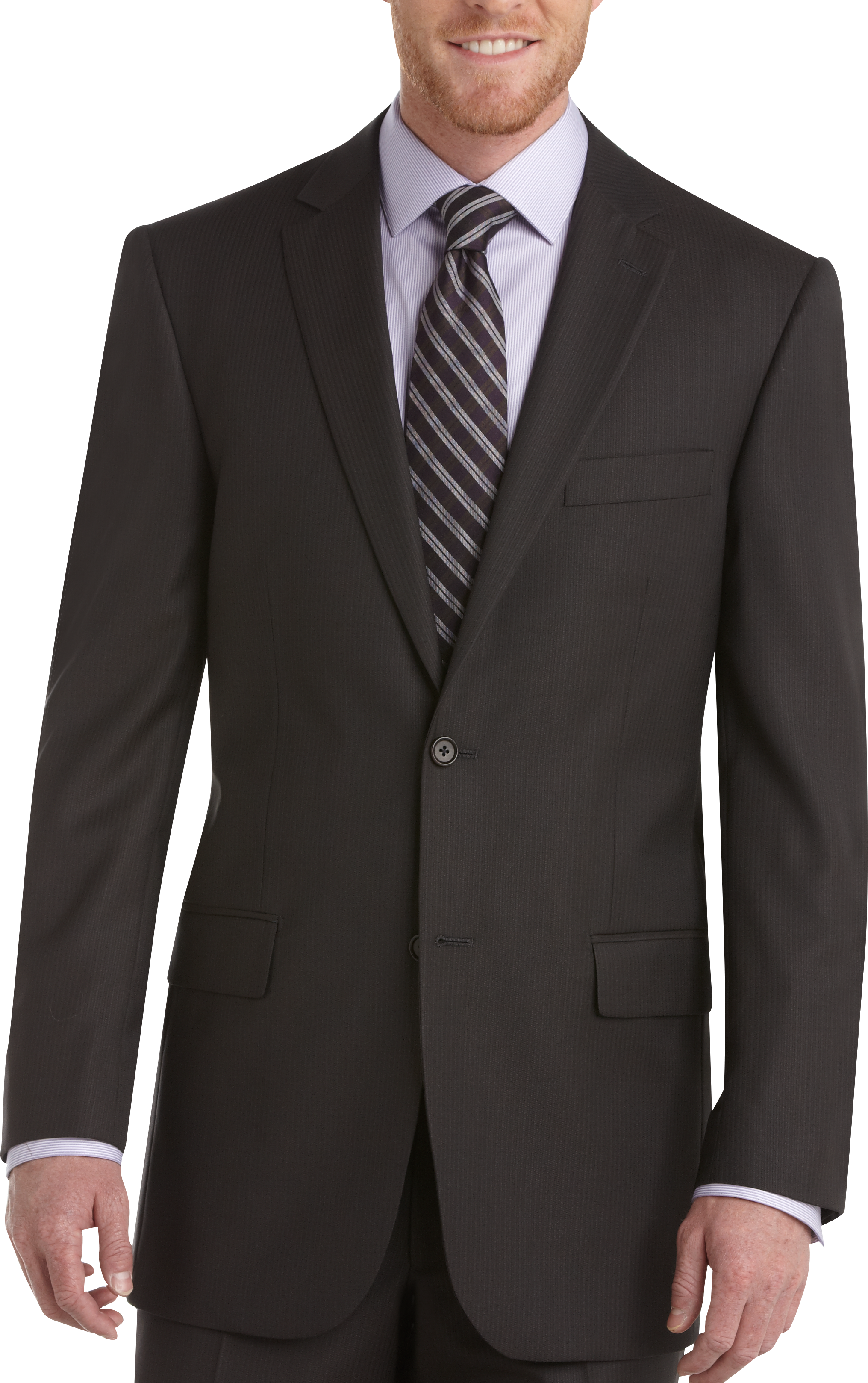 Pronto Uomo Signature Brown Charcoal Multistripe Suit