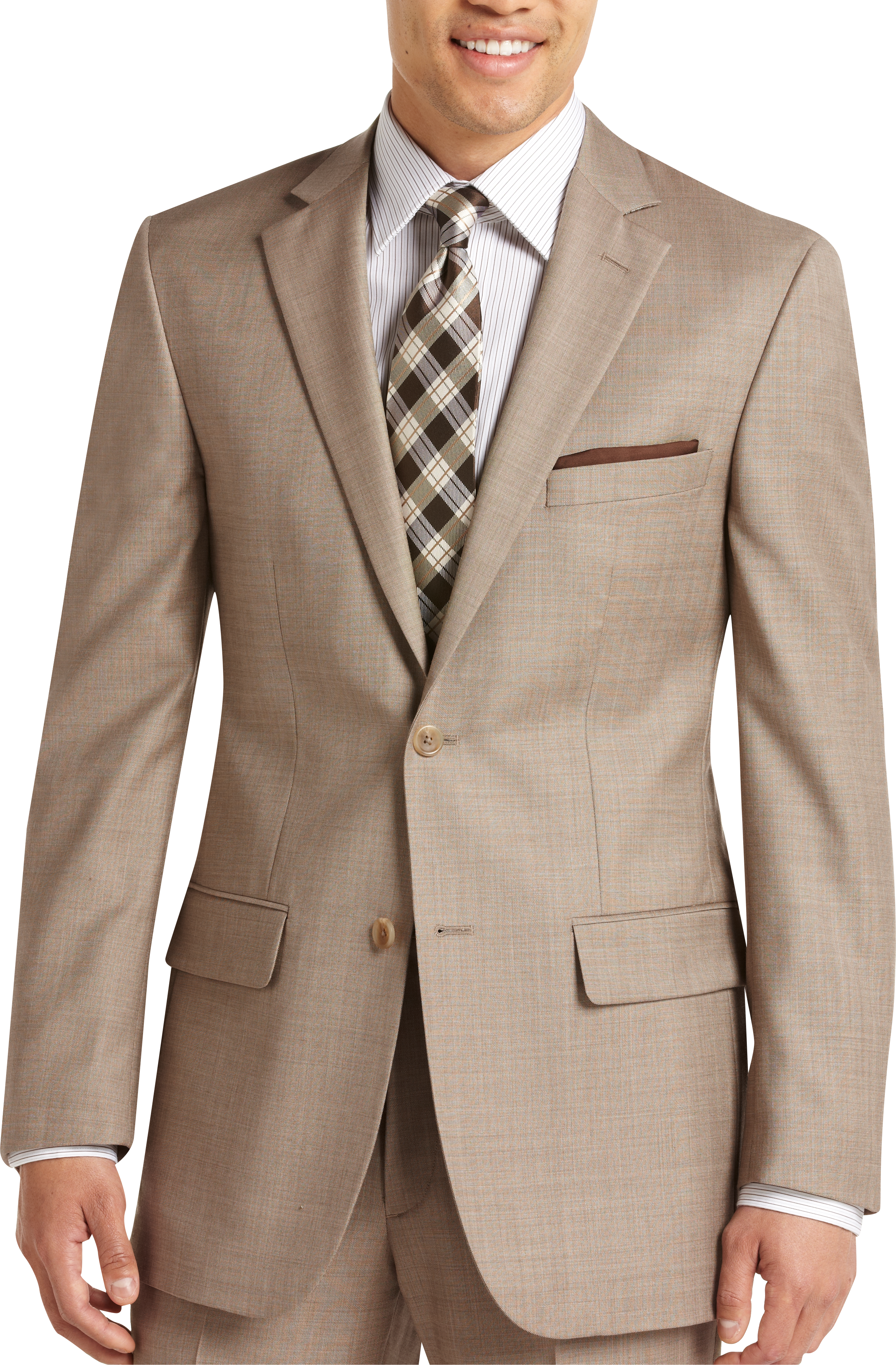 Pronto Uomo Tan Sharkskin Suit
