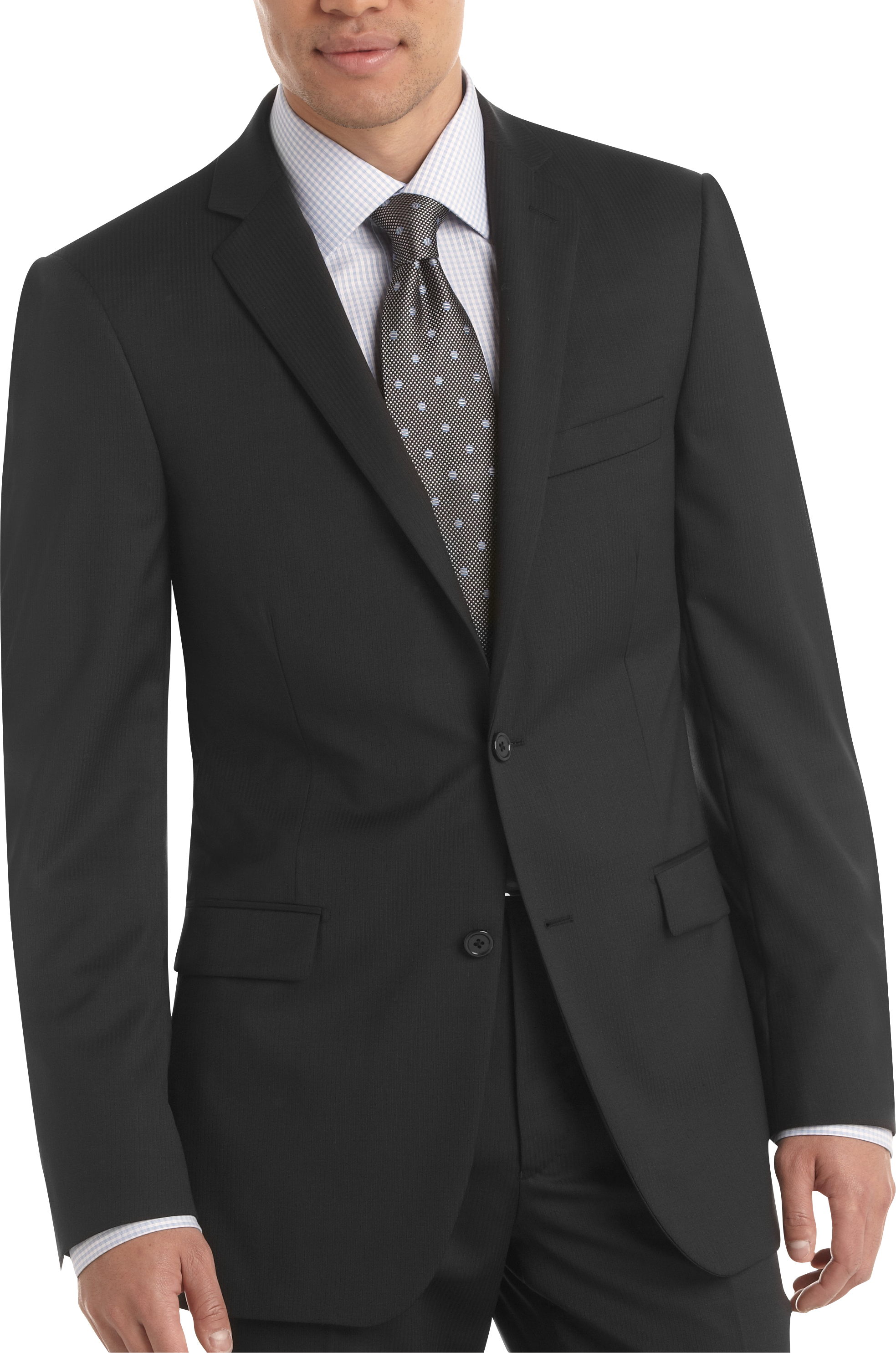 Tallia Black Multistripe Slim Fit Suit