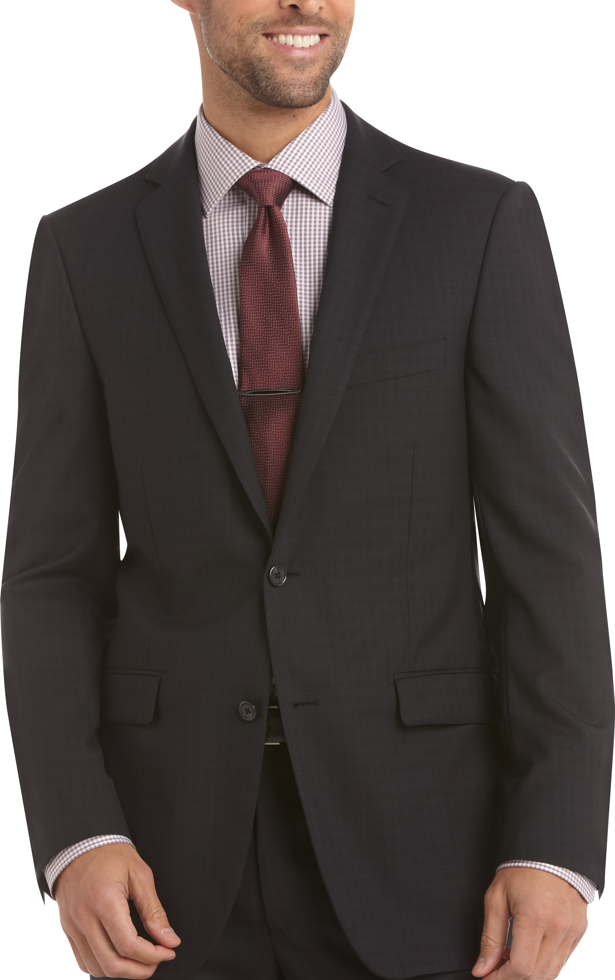 Tallia Charcoal Plaid Slim Fit Suit