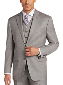 Lauren by Ralph Lauren Gray Heathered Modern Fit Vested Suit