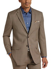 Tommy Hilfiger Light Brown Windowpane Plaid Slim Fit Suit