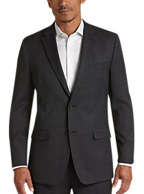 Tommy Hilfiger Charcoal Windowpane Plaid Slim Fit Suit