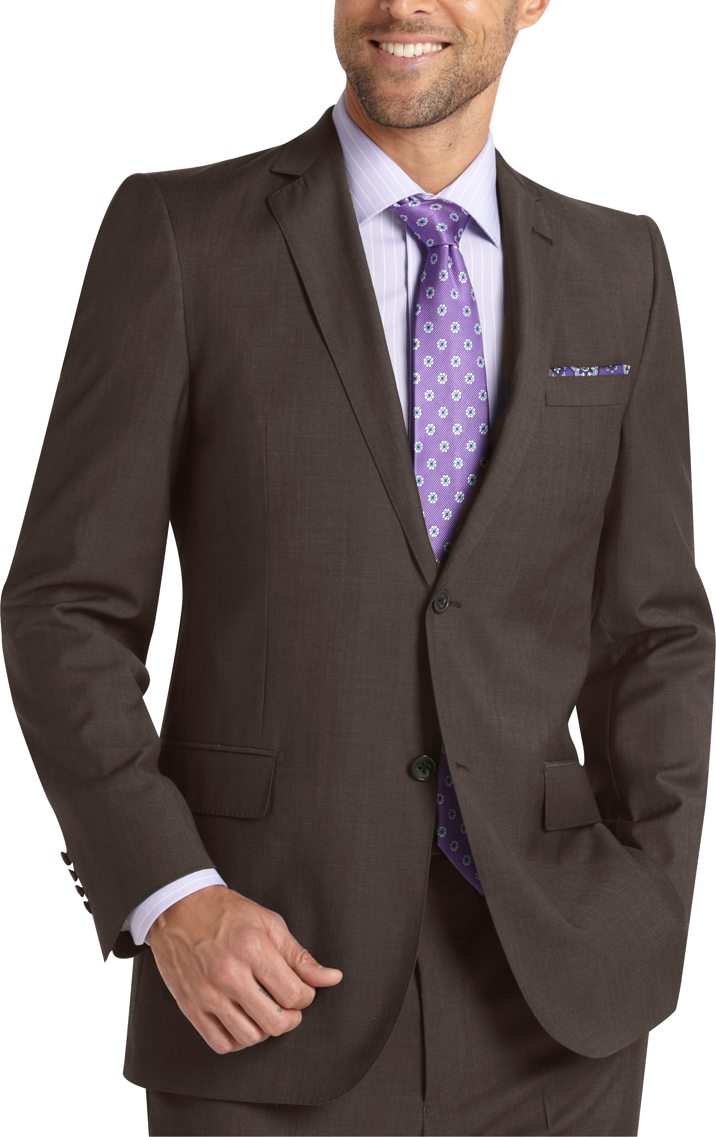 Jhane Barnes Chocolate Brown Slim Fit Suit