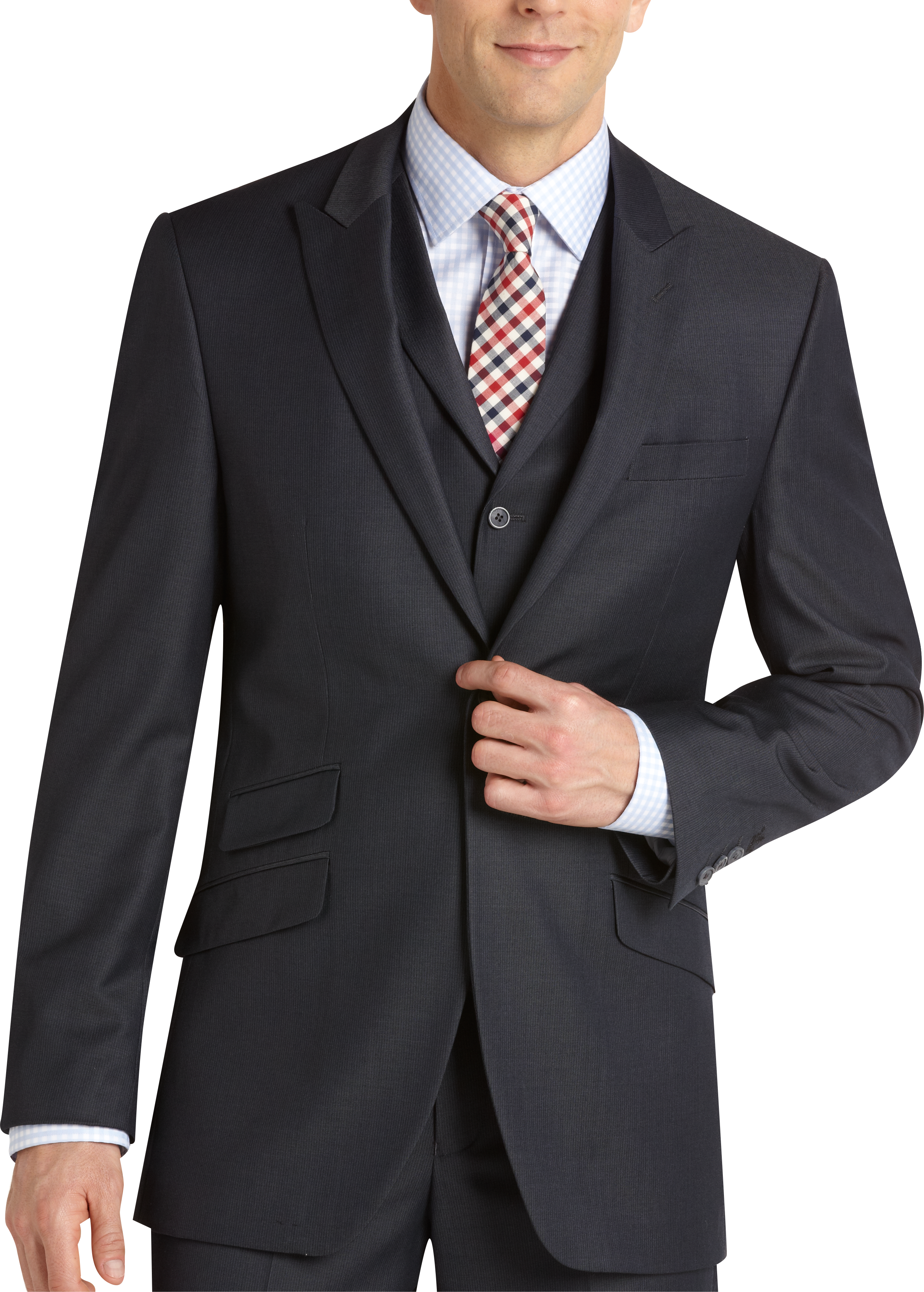 English Laundry Navy Stripe Slim Fit Vested Suit