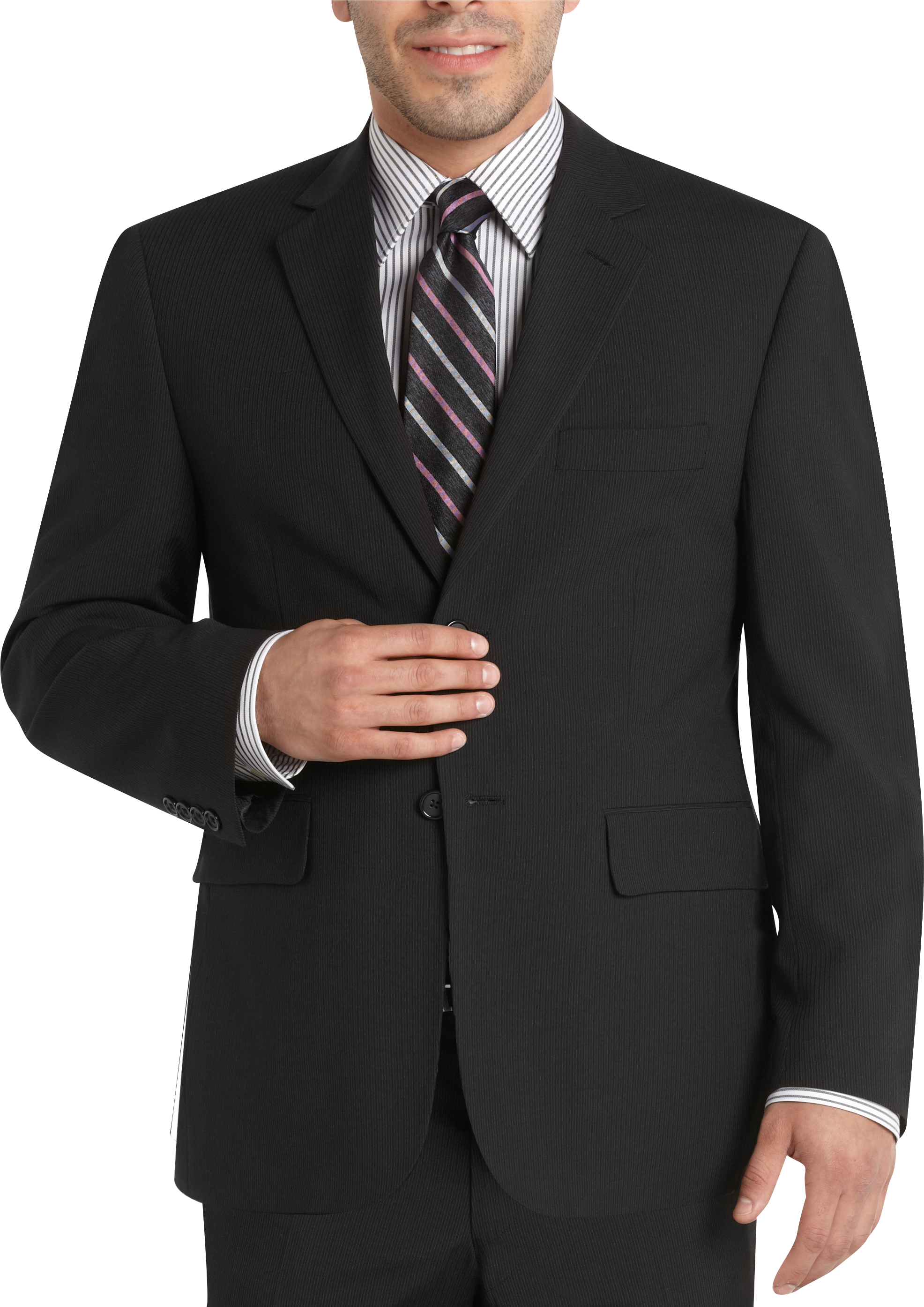 Wilke Rodriguez Black Multistripe Extra Short Suit
