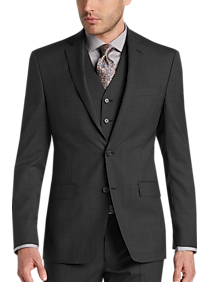 DKNY Charcoal Tic Extreme Slim Fit Vested Suit