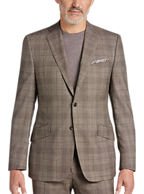 Joseph Abboud Taupe Plaid Slim Fit Suit