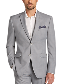 Perry Ellis Portfolio Gray Plaid Slim Fit Suit