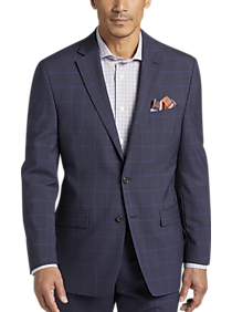 Lauren by Ralph Lauren Blue Windowpane Portly Suit