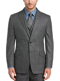 Joseph Abboud Charcoal Plaid Slim Fit Vested Suit