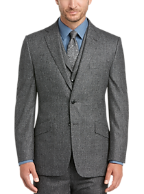 Joseph Abboud Charcoal Plaid Slim Fit Vested Suit