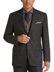 Joseph Abboud Olive Plaid Modern Fit Suit