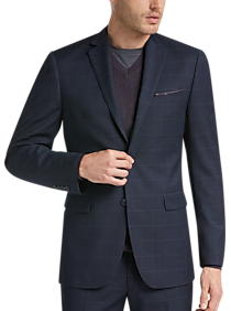 Perry Ellis Premium Navy Windowpane Slim Fit Suit