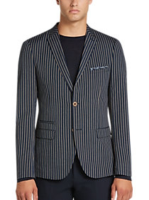 Paisley & Gray Slim Fit Suit Separates Coat Navy & Taupe Stripe