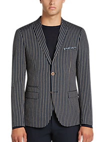 Paisley & Gray Slim Fit Suit Separates Coat Navy & Taupe Stripe