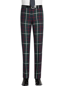 Paisley & Gray Slim Fit Suit Separates Pants Red & Green Tartan Plaid