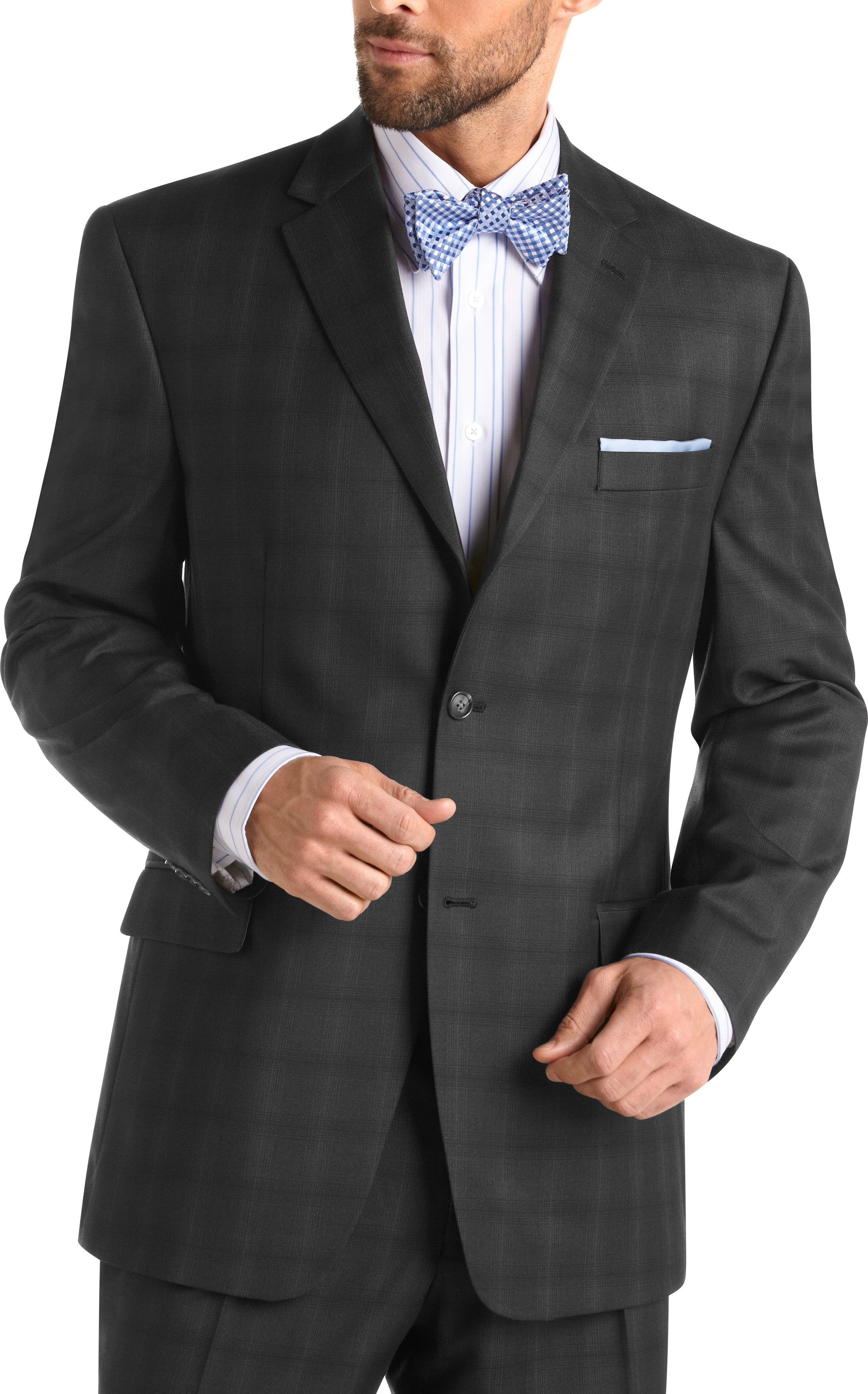 Sean John Charcoal Gray Plaid Suit