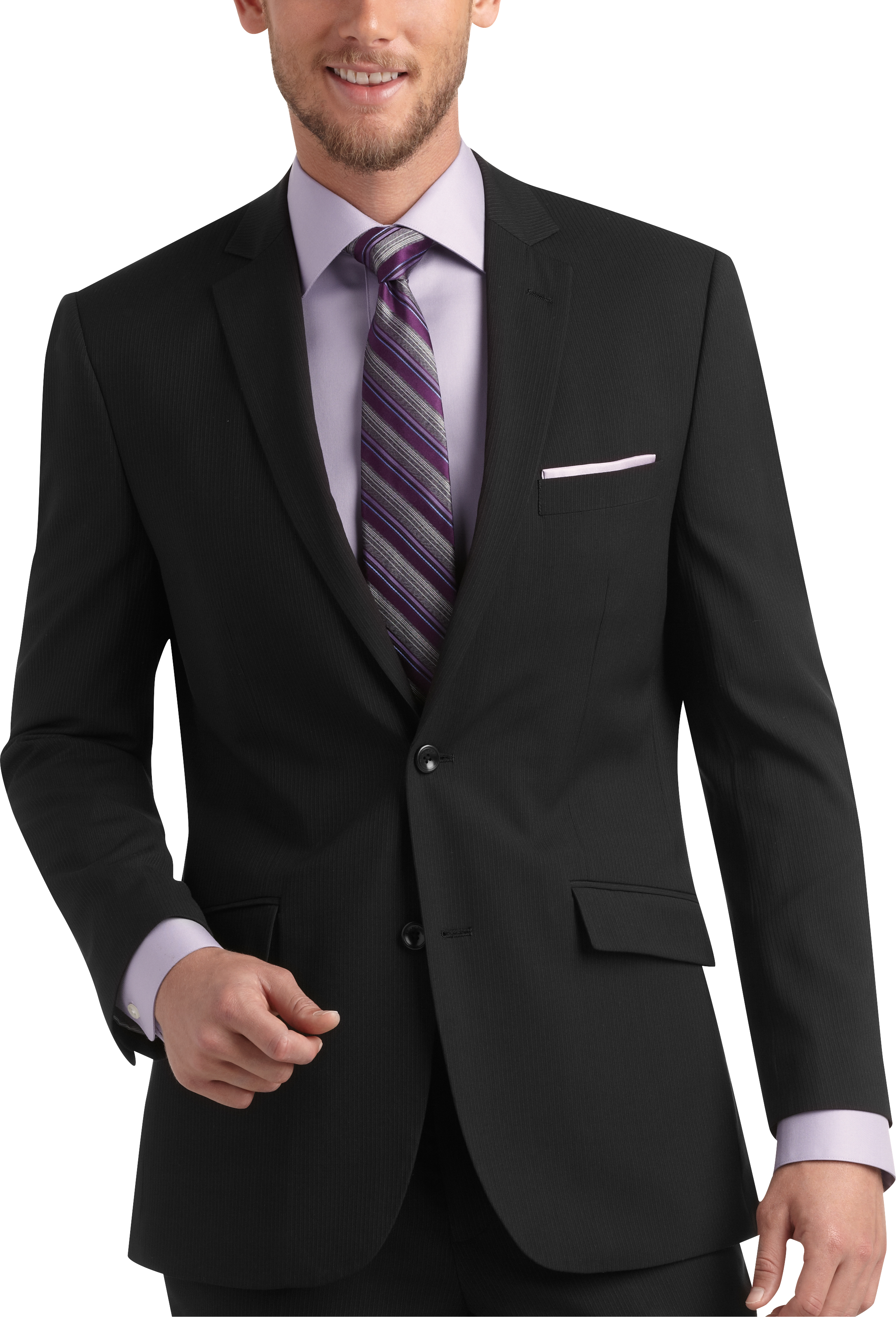 Mark Ecko Black Tonal Stripe Slim Fit Suit